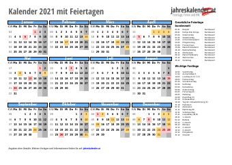 Kalender 2021 Osterreich Mit Feiertagen